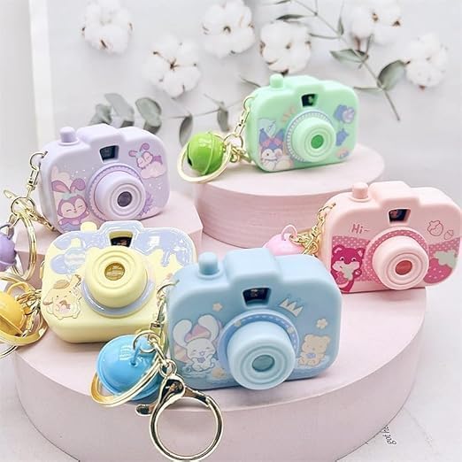 Plastic Cute Mini Projector Camera Toy with Bell for Kids and Girls, Kawaii Style Multicolor Design, Light Projection Feature, Fun Cartoon Keychain for Bags, Pouches, Zippers & Gifting (Pack of 1)-image-36