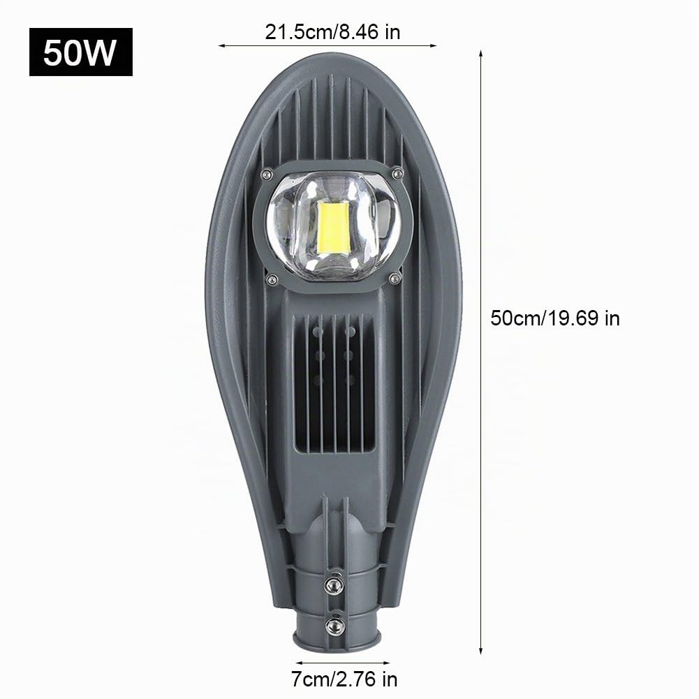 Lampione Stradale a LED Impermeabile Esterna Fredda/Calda Bianca, Tempo di Servizio Lungo (Fino a 50000 Ore) per Cantiere, Cortile, Strada di Campagna, Strada, Piazza(Bianco Freddo 50w)
