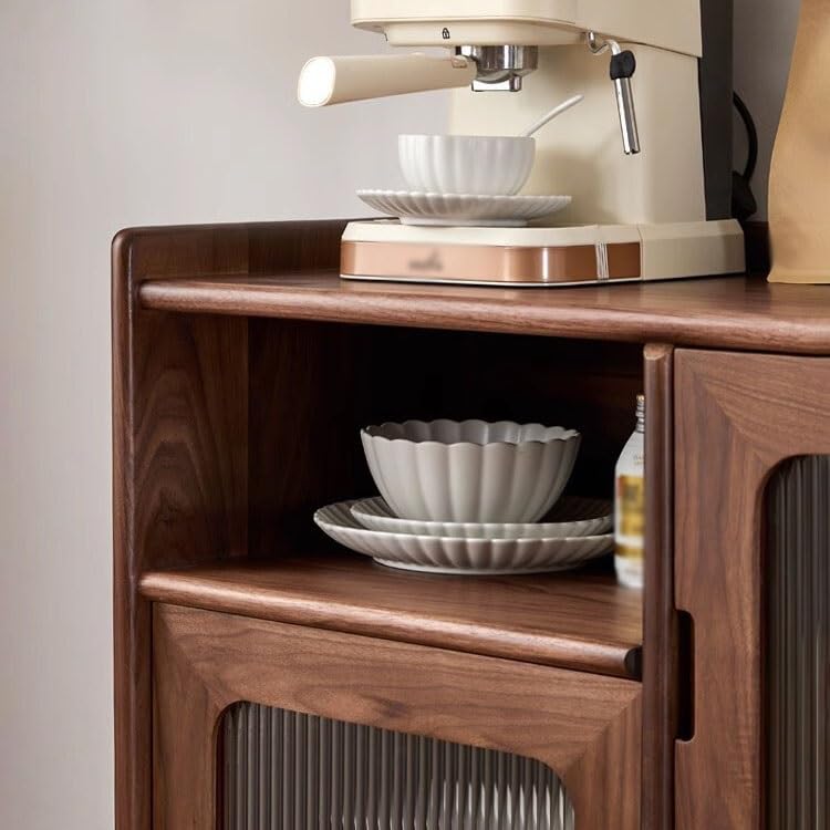 Kawa Bar Szafka Czarny Orzech Domowa Kuchnia Kredens Lite Drewno Salon Dekoracyjny Stolik Restauracja Przechowywanie Meble Wejście Dekoracja Bufetowa Szafka Z Przechowywaniem (80*40*100cm)