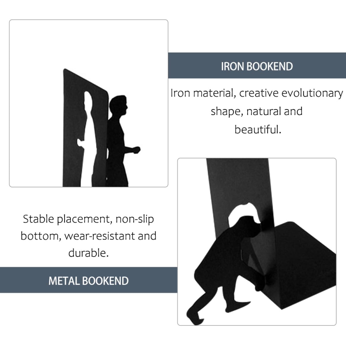 Metall Buchstütze Schwarz Einfache Buchstütze aus Eisen für Wohnzimmer und Arbeitszimmer zur Bücheraufbewahrung und Organisation