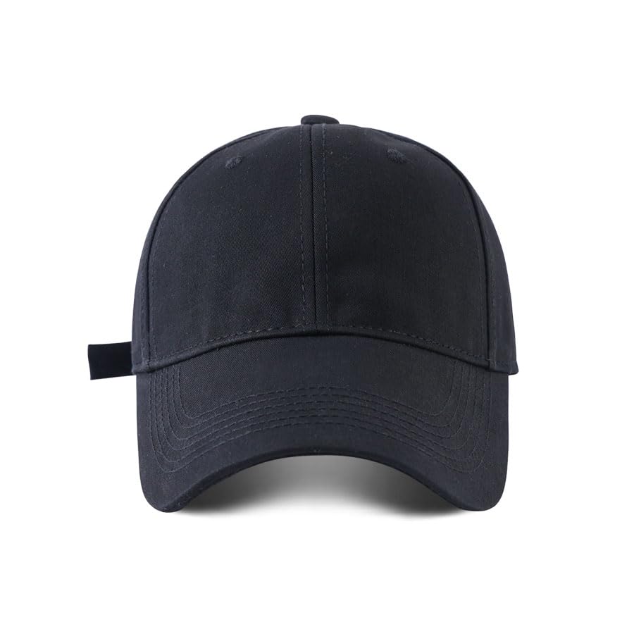 COTIDI Casquette Homme 100% Coton Baseball réglable (Noir)