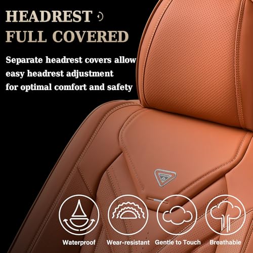 Image of Coverado Seat Covers, Car Seat Covers Front Seats, Leather Seat Covers for Cars, Automotive Seat Covers Car Seat Protector Car Seat Cushion Universal Fit for Most Sedans SUV Pick-up Truck(Orange)