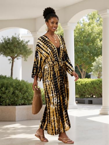 Image of Women's Kimono Cover Up Long Beach Dress Swimsuit Cover Ups Colorful Cardigan Lightweight Robe for Swimwear