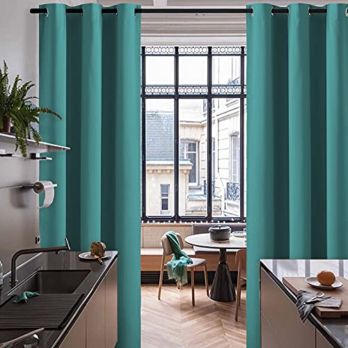 Image of RYB HOME Privacy Blackout Curtains, Thermal Insulating Room Divider Large Window Treatment for Glass Door Living Room Shared Bedroom Laundry Room, W 60 x L 108 inches, Teal, 1 Panel