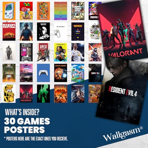 Image of Wallgasm Pack of 30 Gaming Posters - Wall Collage Kit - 10cm x 15cm 300 GSM Posters | Poster Set For Room - Gaming Room Decoration Item - Gaming Poster For Wall