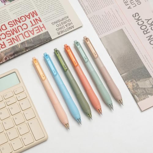 Image of Linbsunne Gel Pens Black Ink Pens for Office 0.5mm Fine Point Pens Smooth Writing Retractable Work Pen (Macaron 12 pcs)