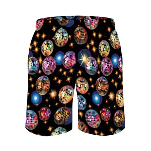 Colorful Disco Balls Stars Men's Swim Trunks 80s 90s Summer Beach Shorts Pants3