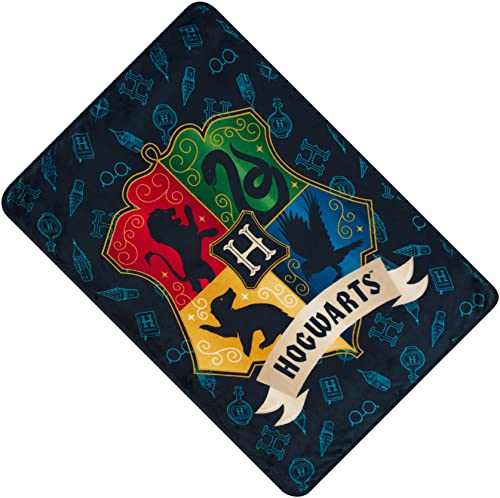 Harry Potter Fleece Throw Blanket - Harry Potter Hogwarts Plush Fleece Throw - Gryffindor Hufflepuff Ravenclaw Slytherin Wizardry Throw Blanket (Harry Potter) #TOP6