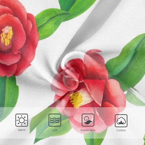 Cotton Toddler Girls Underwear Watercolor Red Camellia Flowers White Little Girl Panties Fancy Undies Kids Briefs 2t3