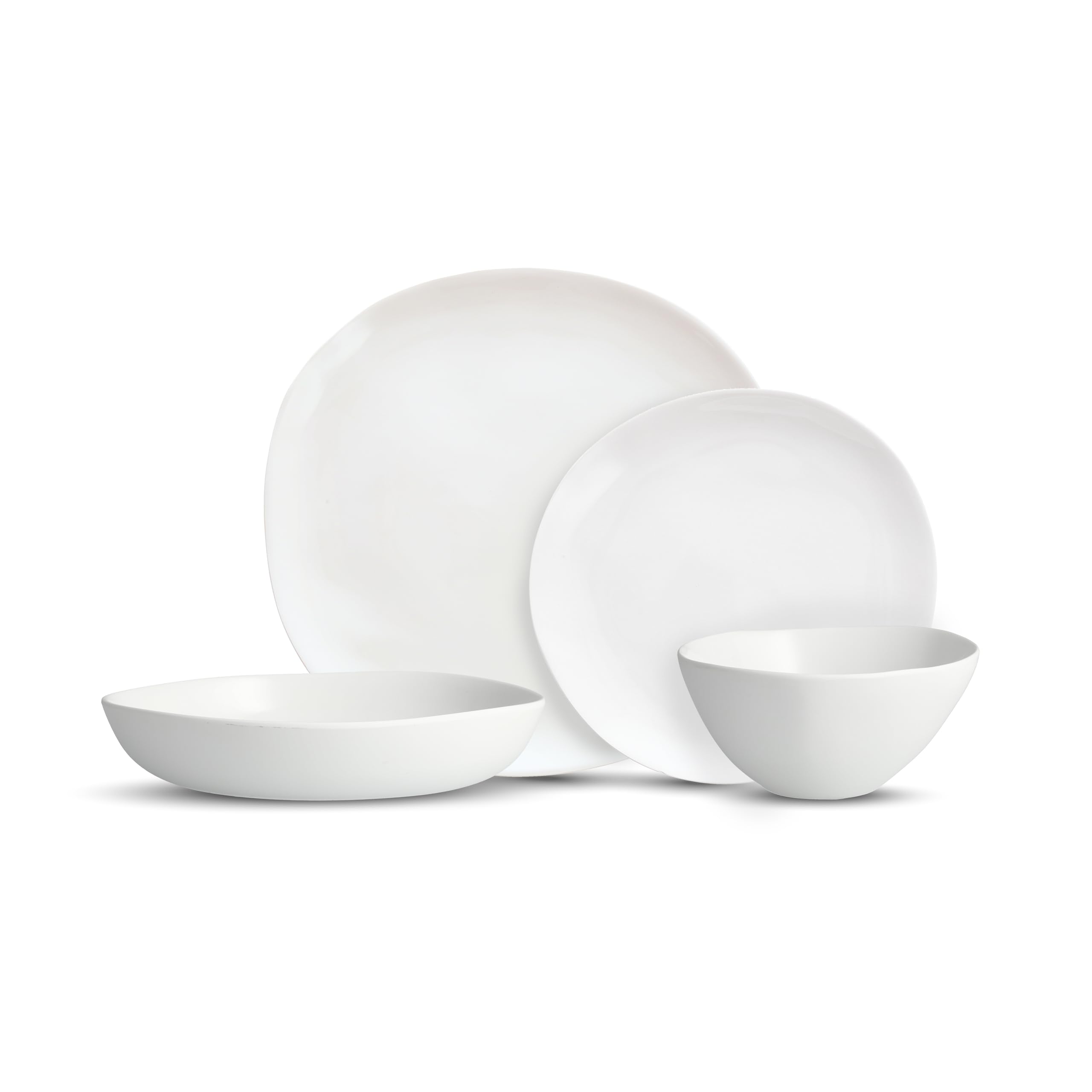 Fortessa Sandia Melamine/Outdoor 16 Piece Dinnerware Set, Service for 4, Bianco