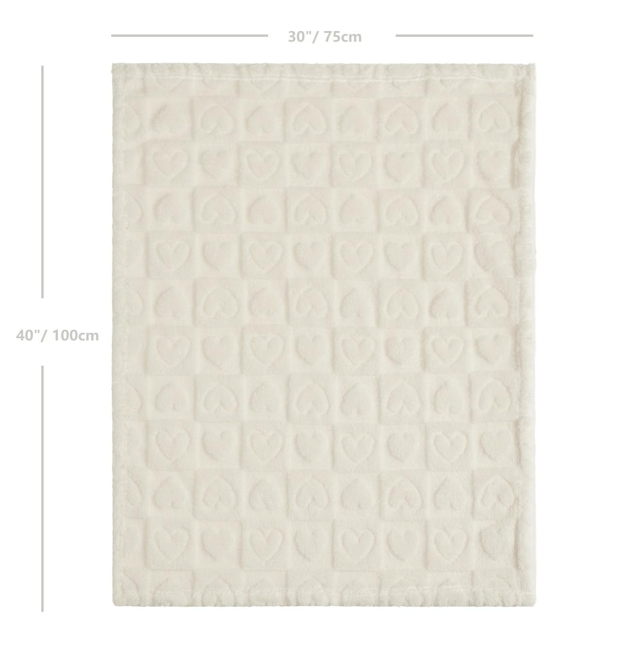 CREVENT 75 x 100 cm przytulny miękki ciepły koc dla niemowląt sherpa dla dziewczynek i chłopców, niezbędne dla noworodka, prezent na baby shower, białe serce, 75 x 100 cm