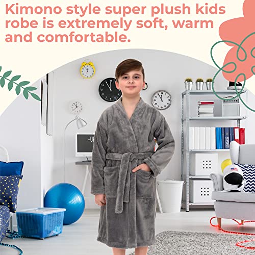 TowelSelections Boys Robe Kids Soft Plush Kimono Fleece Bathrobe3