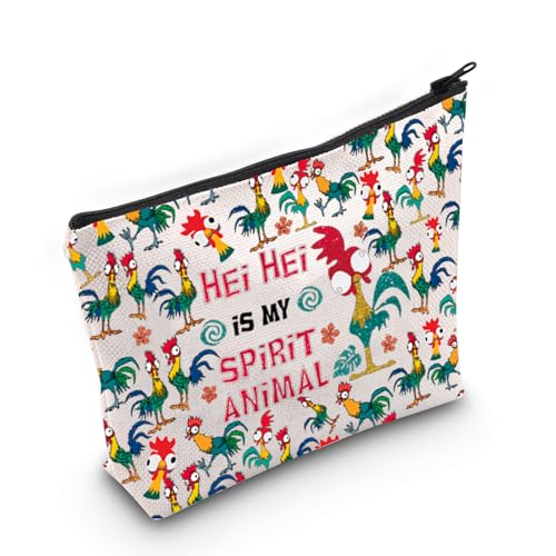 LEVLO Hei Chicken Cosmetic Make Up Bag Chicken Lover Gift Hei Is My Spirit Animal Makeup Zipper Pouch Bag (Hei Hei Full)