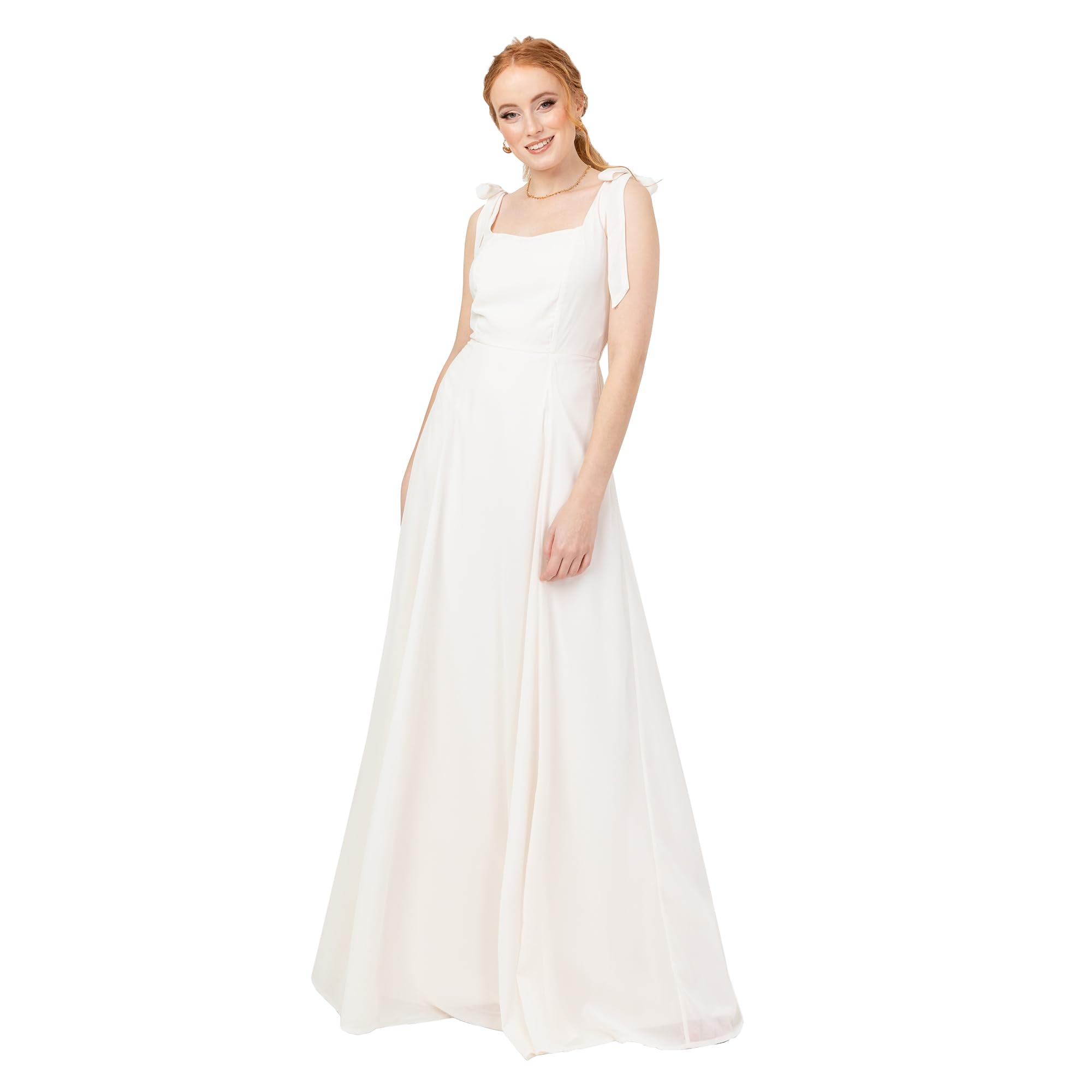 Anaya with Love Women's Maxi Dress Ladies Sleeveless Square Neck Bow Tie Straps A-line Floral Shirred Back Bridesmaid Wedding Guest Prom, Ivory 6