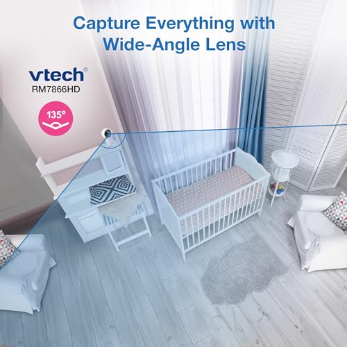 VTech Smart WiFi 7” HD Display Video Baby Monitor, 1080p HD Camera via App, Pan-Tilt-Zoom, Night Light, 2-Way Talk, 2K CMOS Video Sensor, Wide-Angle Viewing, Rechargeable Battery, Free App: RM7866HD - image 9
