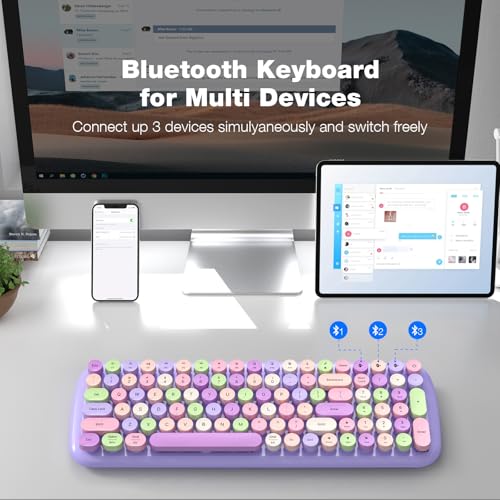 Image of MOFII Wireless Keyboard and Mouse Combo, Full-Size Retro Typewriter-Style Wireless Keyboard with Optical Mouse for Computer /Laptop /Windows /Mac (Purple)