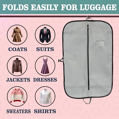 Image of Kuber Industries Pack of 2 Blazer Cover | Suit Covers with Zip for Women & Men | Dustproof Coat Bag for Clothes, Jacket | Plain Folding Coat Cover | Grey