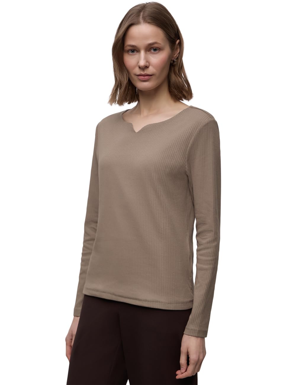 Damen Basic Shirt mit Rippstruktur