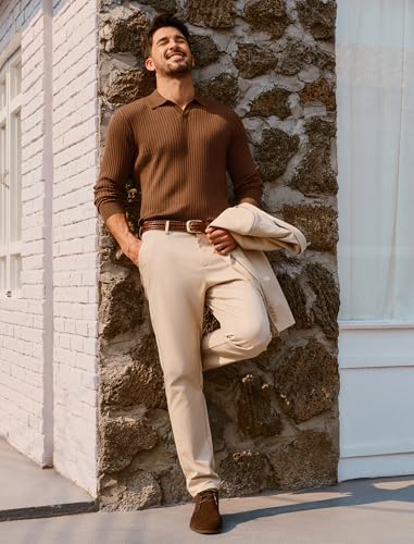 PJ PAUL JONES Mens Sweater V Neck Slim Fit Pullover Sweater Ribbed Textured Polo Sweaters3