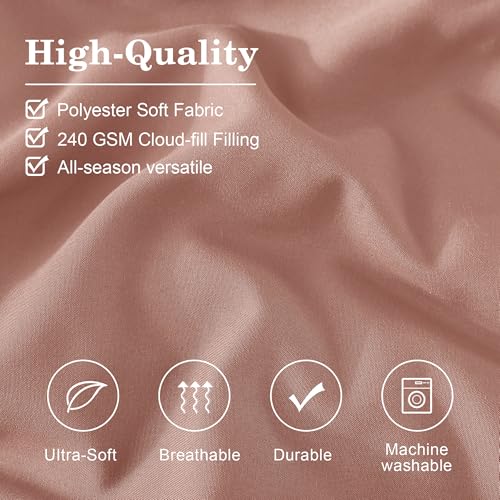 Image of Monbix Full Size Comforter Sets - 7 Pieces Clay Pink Bed in a Bag Full Size Bedding Sets with Comforters, All Seasons Comforter with Sheets, Pillowcases & Shams