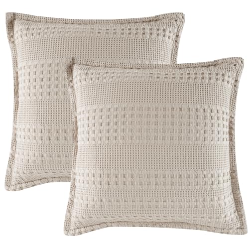 PHF 100% Cotton Ruffle Waffle Weave Euro Sham...