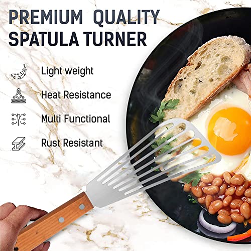 Spatola da Cucina in Acciaio Inox Spatola,Pesce Spatula Non,Stick Steak Scovel Slotted Turner Utensile da Cucina per Uova di Pesce Pancake Bistecca di Maiale - immagine 4