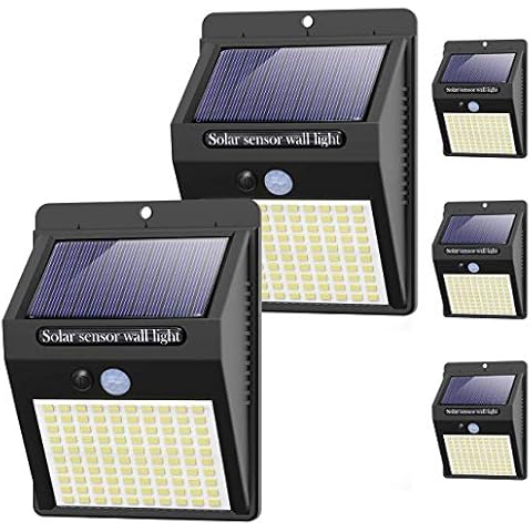 【5 Pack/3 Mode】 Solar Security Lights Outdoor,100 LED Solar Powered Motion Sensor Lights with 3 Lighting Modes,Waterproof Wireless Durable Wall Lights Outside for Front Door Garden Fence Yard Garage Cover