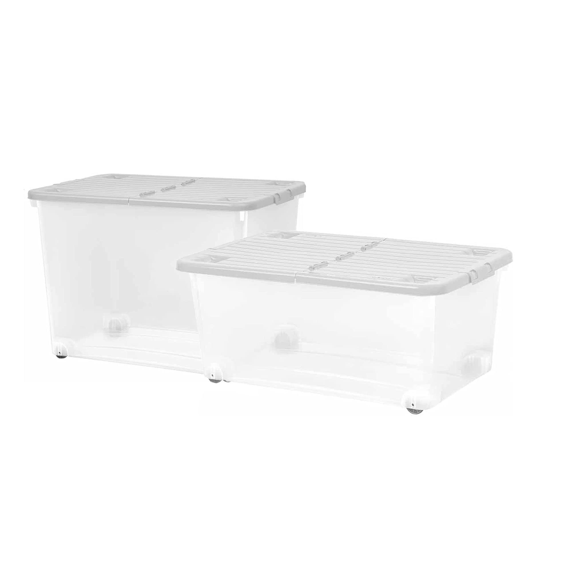 Strong Stackable Folding Split Lids Storage Containers Home Office Versatile Containers With Wheels (45 Litre, 1 Container With Lid)