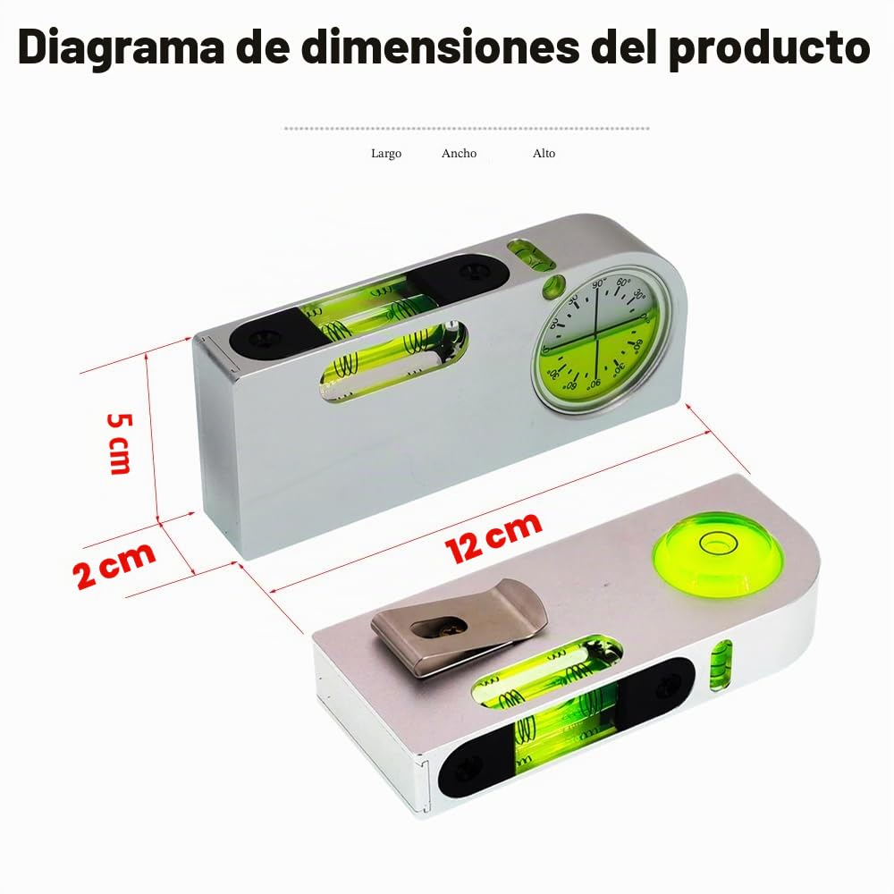 Nivel de medición multiángulo con mini medidor de nivel magnético de aleación de aluminio sólido, mini medidor de burbujas portátil (verde)