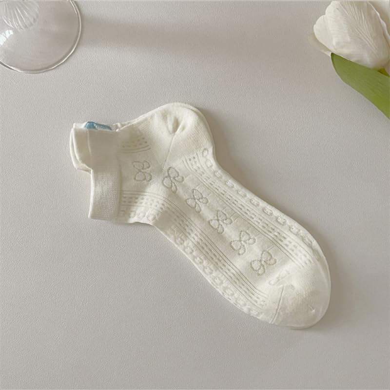 6 Pairs Solid Color Socks, Breathable And Fashionable Flower Socks4