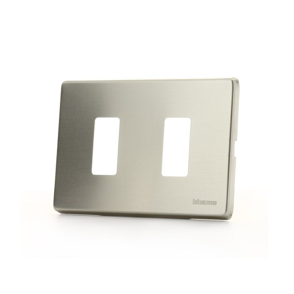 Plate 2 Modules Stainless Steel Ticino Magic 503/2/X, Silver - Image 2