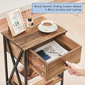 Vecelo modern nightstands x design side end table night stand storage shelf with bin drawer for living roombedroomloungeset of 2 rustic brown a2  urban country home decor