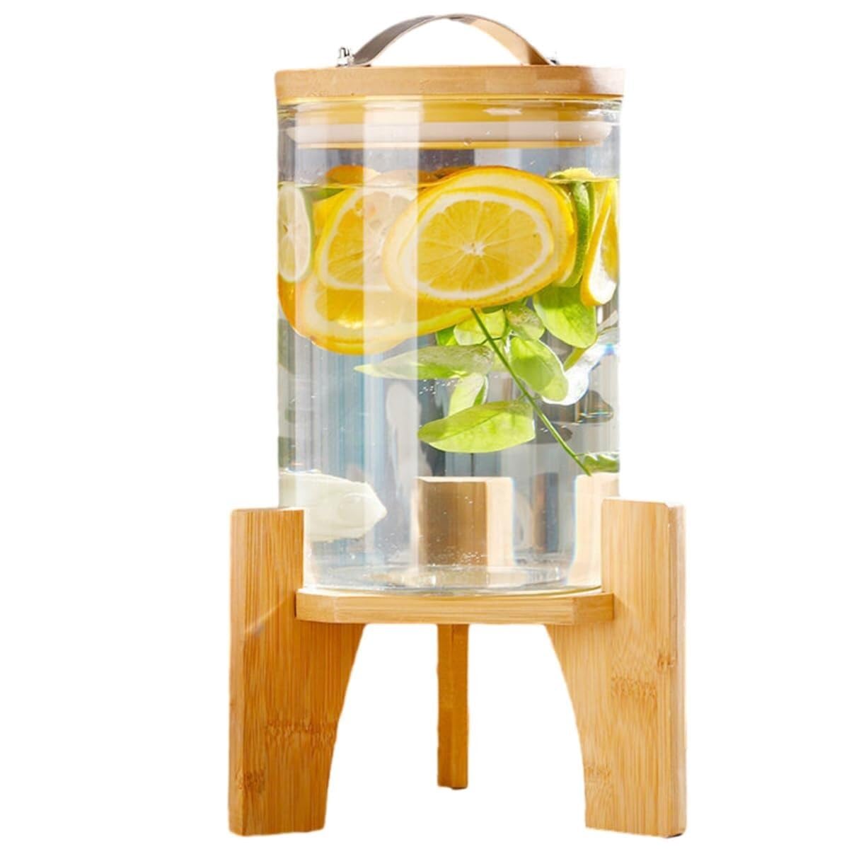 HCZKIUJY 15L Beverage Dispenser for Parties, Wedding & Home Use, Clear Glass Drink Dispenser with Stainless Steel Leak-Proof Faucet for Hot & Cold Beverages, 10L/12L Options (10L)