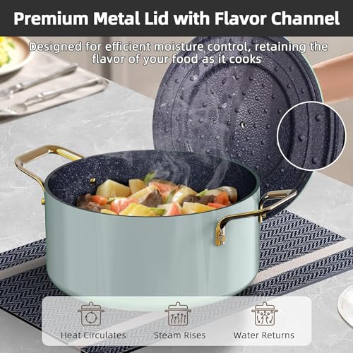 Image of Nuwave Lux LE 13-Pc Cookware Set with Elegant Gold Handle, Diamond Infused Ceramic Non-Stick, PFAS Free, Premium Metal Lids, Ergonomic Stay-Cool Handles, Induction Ready & Compatible w /All Cooktops