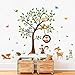 decalmile Pegatinas de Pared Bosque Animales Árbol Vinilos Decorativos Zorro Ardilla Ciervo Adhesivos Pared Habitación Infantiles Niños Bebés Guardería (H:79cm)