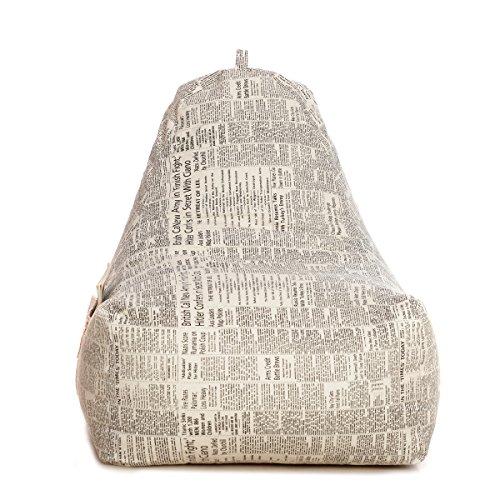 Image of Style Homez Hackey Cotton Canvas Newspaper Printed Bean Bag XXL Size Filled with Beans Fillers