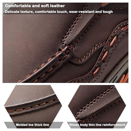 Men's Leather Slip On Loafers Dress Shoes, Waterproof Non Slip Lightweight Comfortable Business Walking Shoes for Weddings Office Hiking3