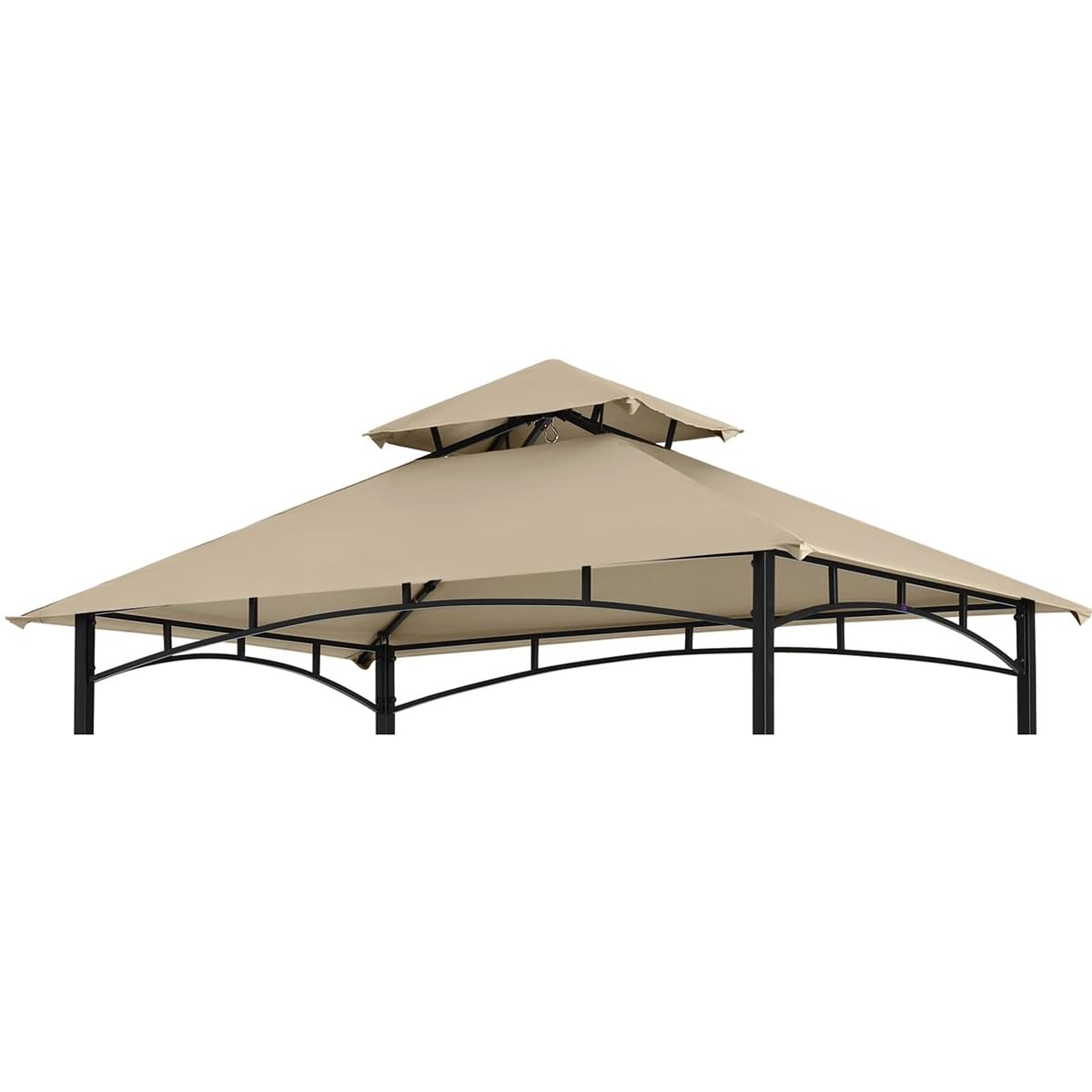 Garden Gazebo Cover Replacement 3x3m Waterproof Patio Canopy Tent Top，Outdoor Double-Tier BBQ Gazebo Grill Canopy Barbecue Tent Shelter (TOP ONLY)(Brown)