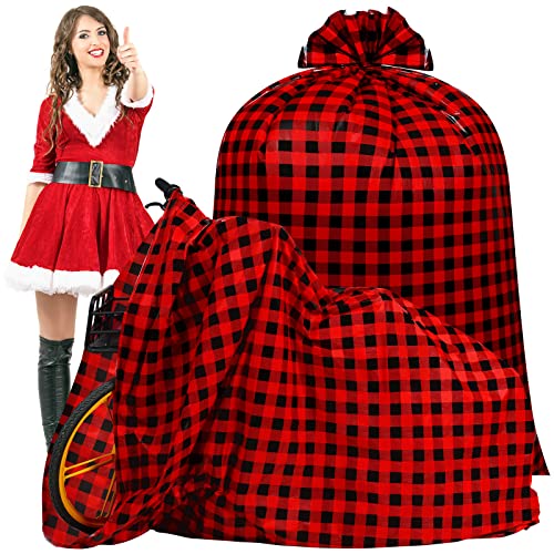 Teling 2 Pcs 80 x 60 in Jumbo Bike Gift Bags Christmas Extra Large Bicycle Plastic Gift Bags for Heavy Large Xmas Present(Green Black)