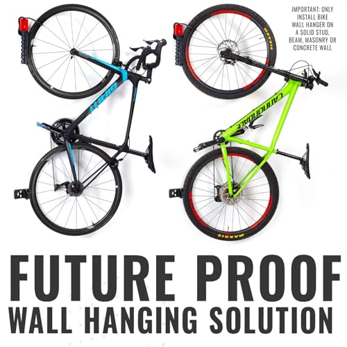 PRO BIKE TOOL Swivel Bike Rack - 2 Pack Indoor Wall Mount for Bicycles in Home and Garage - Vertical Hanging Rack for Space-Saving Storage - Secure Hook for MTB, Road, Hybrid and Kids Bikes - Image 6