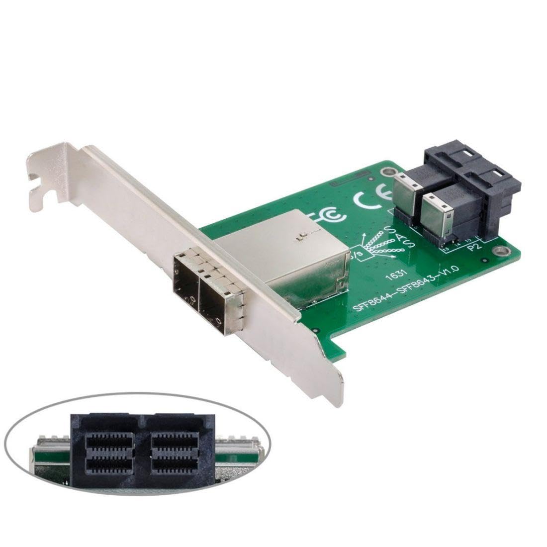 CY - Adattatore femmina a doppia porta Mini SAS HD SFF-8644 a SAS HD SFF-8643 PCBA con staffa a basso profilo standard