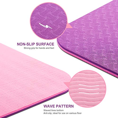 TWING Extra-Wide Yoga Mat, Non-Toxic Fitness Mat, Upgraded 2021 Non-Slip Yoga Mat, Workout Mat for Yoga, Pilates and Exercises Extra Wide Exercise Mat 72\"x 26\" Thickness 6mm 1/4 Inch w/ Carrying Strap - Thumbnail 7
