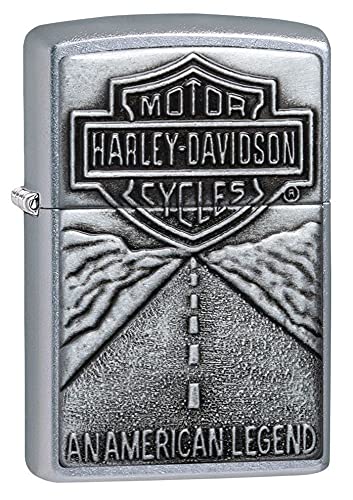 Accendino Zippo Harley Davidson, Cromato Lucido Con Immagine A Colori, Antivento, Metallo, Ricaricabile