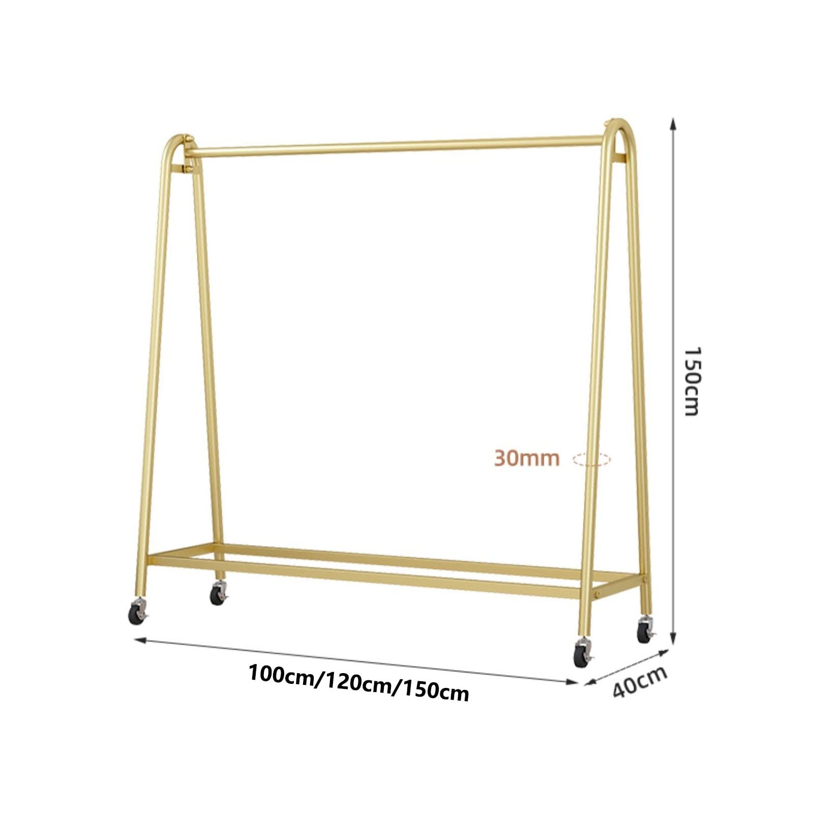 Heavy Du Metal - Appendiabiti multifunzione autoportante Hanr con ruote, asta superiore e ripiano inferiore per un facile spostamento, carrello appendiabiti bianco da 120 cm per camera da letto nizat