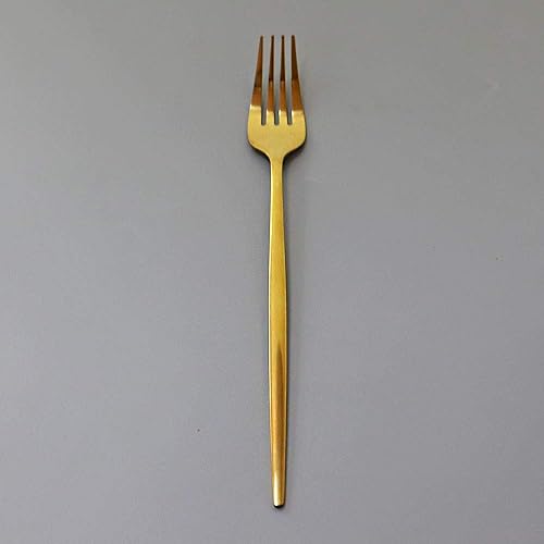 Miniatura 3 de Juego de cubiertos de acero inoxidable con acabado de espejo dorado de 6 piezas, juego de cubiertos para el hogar y fiesta, incluye cuchillo de