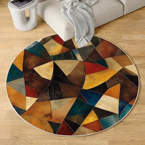 Tapete redondo Vintage Marble 4 pies lavable antideslizante miniatura 2