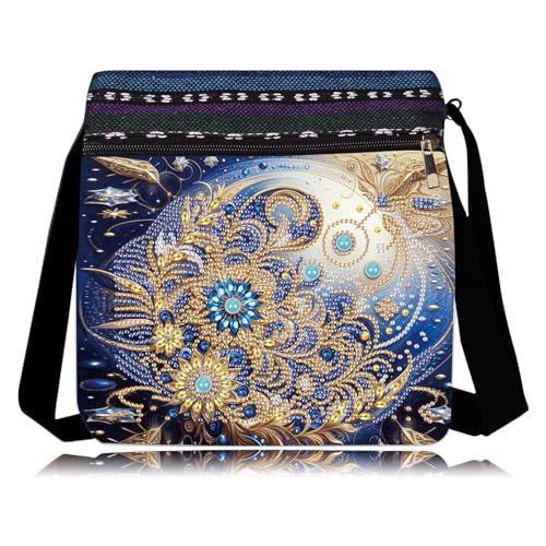 LSQFS 5D Diamond Painting Shoulder Bag DIY Diamond Art Kits for Adults with Adjustable Strap & Zipper Artistic Handbag for Women Perfect for Shopping & Daily Use