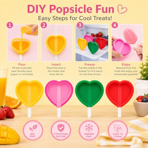 Image of BPA Free Ice Lolly and Kulfi Maker Set of 8 Reusable Popsicle Moulds Food Grade Plastic Ice Cream Popsicle Maker for Home Kitchen Multicolor (Multi 2)