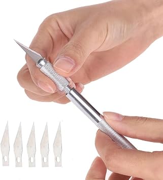 Kretuar Bıçağı + 5 ad.Yedek Bıçak Deri El Aleti