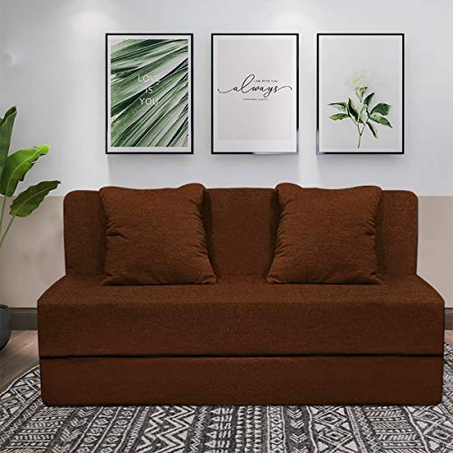 Image of Aart Store | 5x6- Feet Brown Color- Three Seater| Space Saving Foldable Sofa /Cums Bed with Removable Washable Fabric Cover
